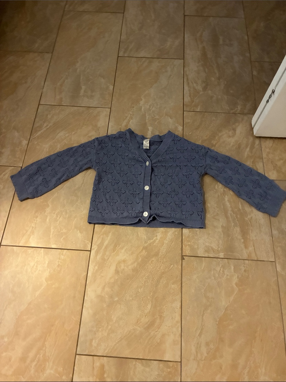 OshKosh B'gosh Dusty Blue Eyelet Knit Cardigan